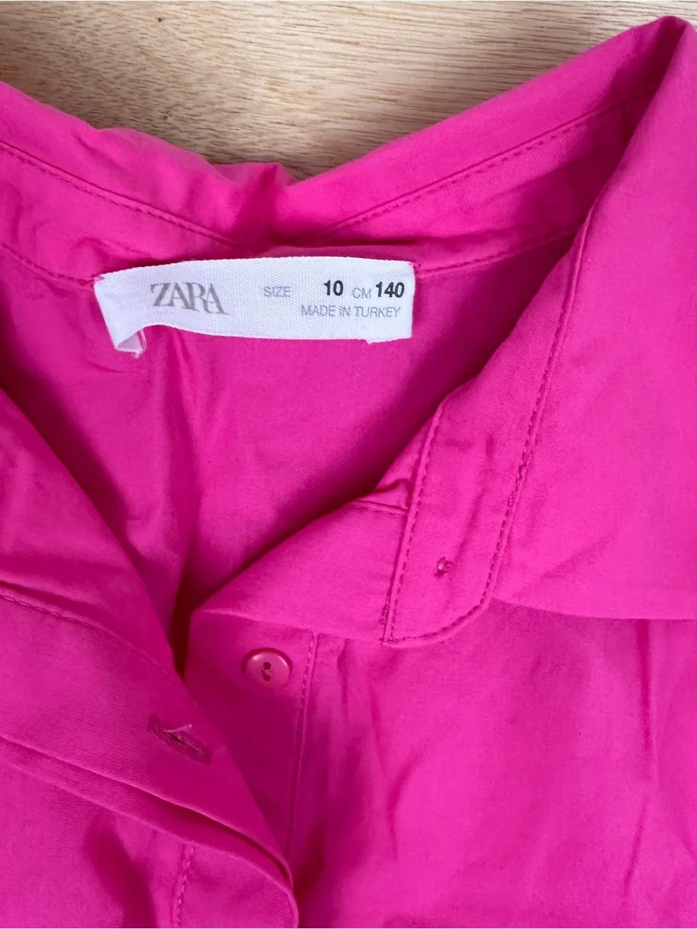 Zara Hot Pink Tiered Button Front  Shirt Dress